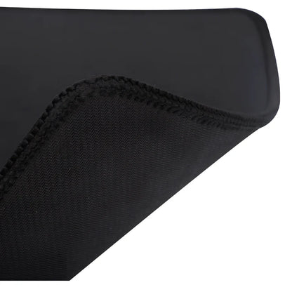 Black gaming mouse pad measuring 300x250mm with natural rubber base and 5mm thickness