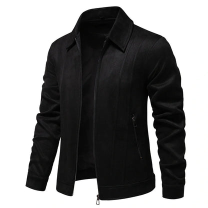 Men's Suede Lapel Zipper Jacket for Autumn and Winter in various colors