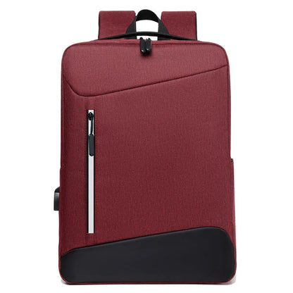 Men's solid-colour waterproof Oxford cloth backpack for business and commuting.