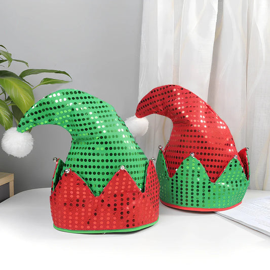 Red and green Christmas hat with 29.5cm circumference made from non-woven fabric