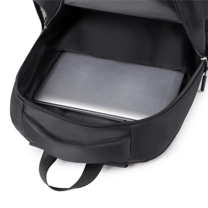 Grey casual Oxford cloth men's backpack with a breathable back panel