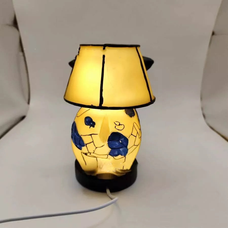 Vintage cow table lamp with USB power for cozy bedroom lighting