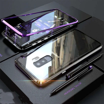 Anti-peeping magnetic clamshell phone case for Samsung Galaxy phones in multiple colours