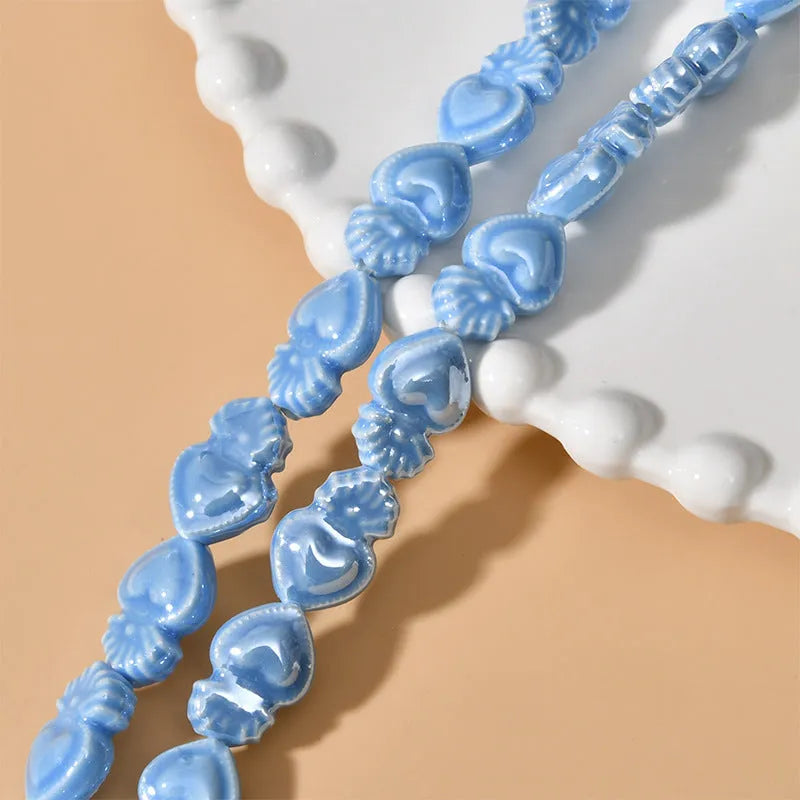Ceramic heart torch beads in multiple colours for jewellery making, 10x15mm size