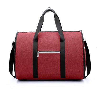 Cylinder travel bag in black with 36-55L capacity, Oxford cloth waterproof construction