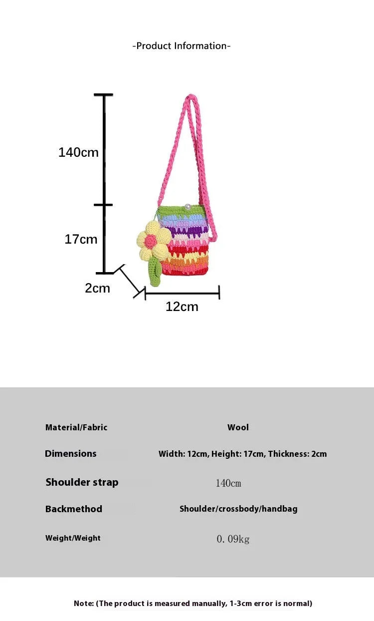 Soft plush mobile phone shoulder bag with floral pendant charm in red or pink flowers.