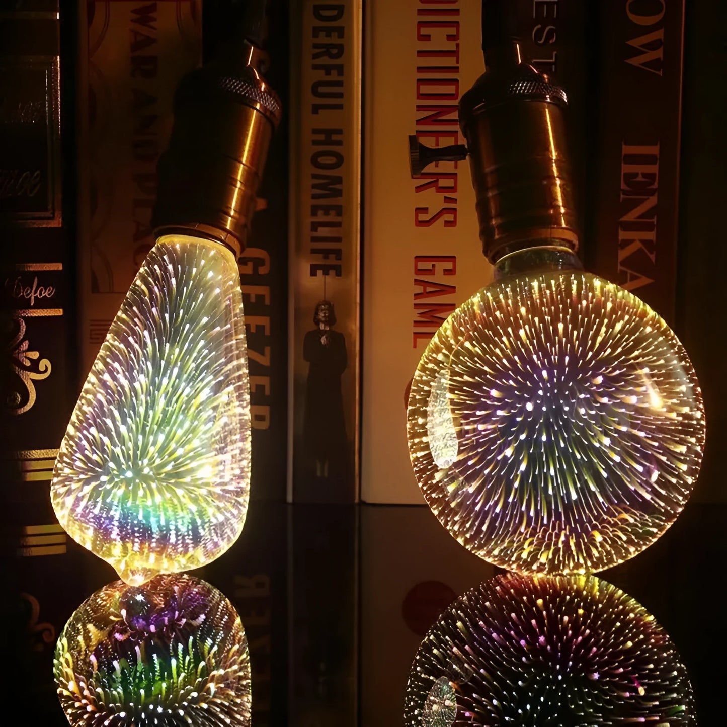 LED 3D firework decoration bulb projecting light patterns with E27 socket