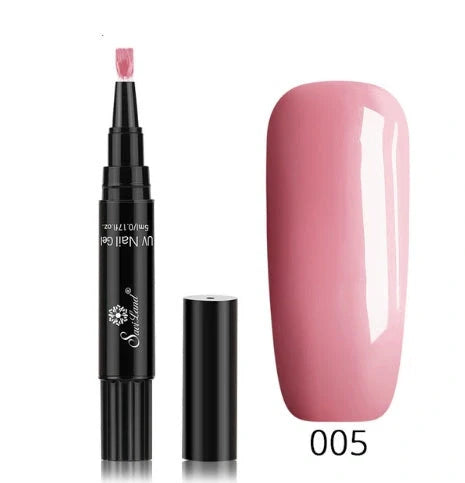 3-in-1 Gel Nail Varnish Pen with Glitter for One-Step Nail Art