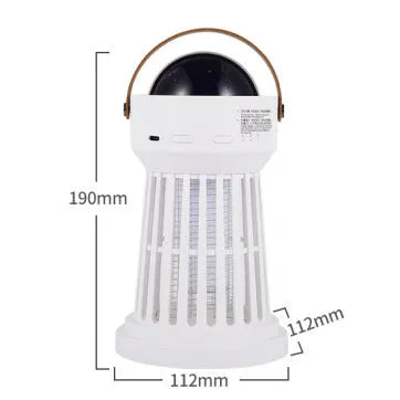 White electric mosquito killer lamp with star projection feature and a folding handle.