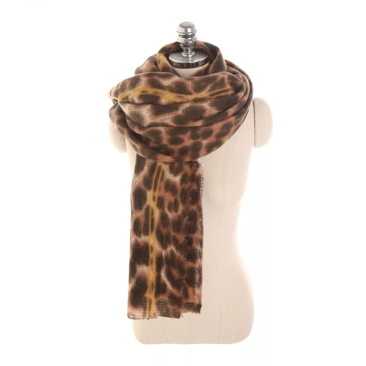 Leopard-print imitation cashmere women's scarf shawl, 200x90cm, available in multiple colors