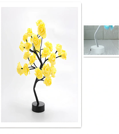 LED rose table lamp with flower design measuring 450mm height with USB power connection