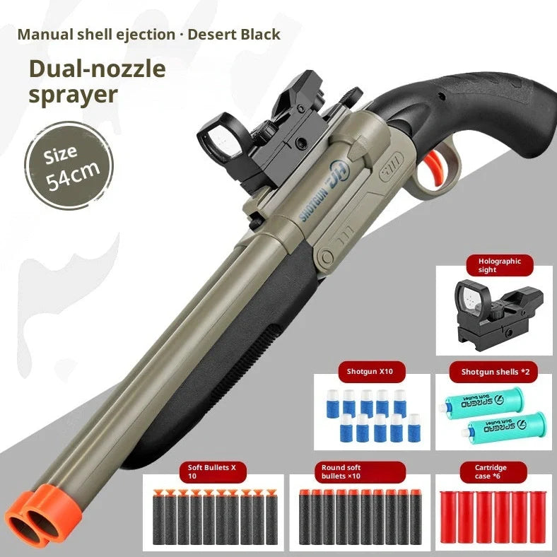 Double-barreled S686 shell-ejecting toy shotgun folded to 40cm with 20 soft bullets