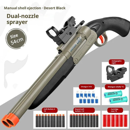 Double-barreled S686 shell-ejecting toy shotgun folded to 40cm with 20 soft bullets