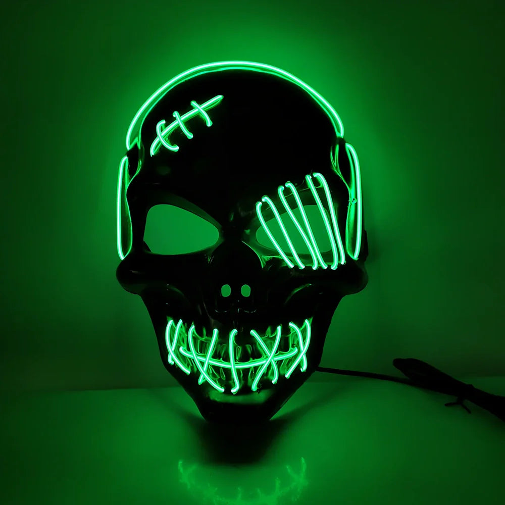 Scar one-eyed pirate LED Halloween mask with bloody details and cold light illumination