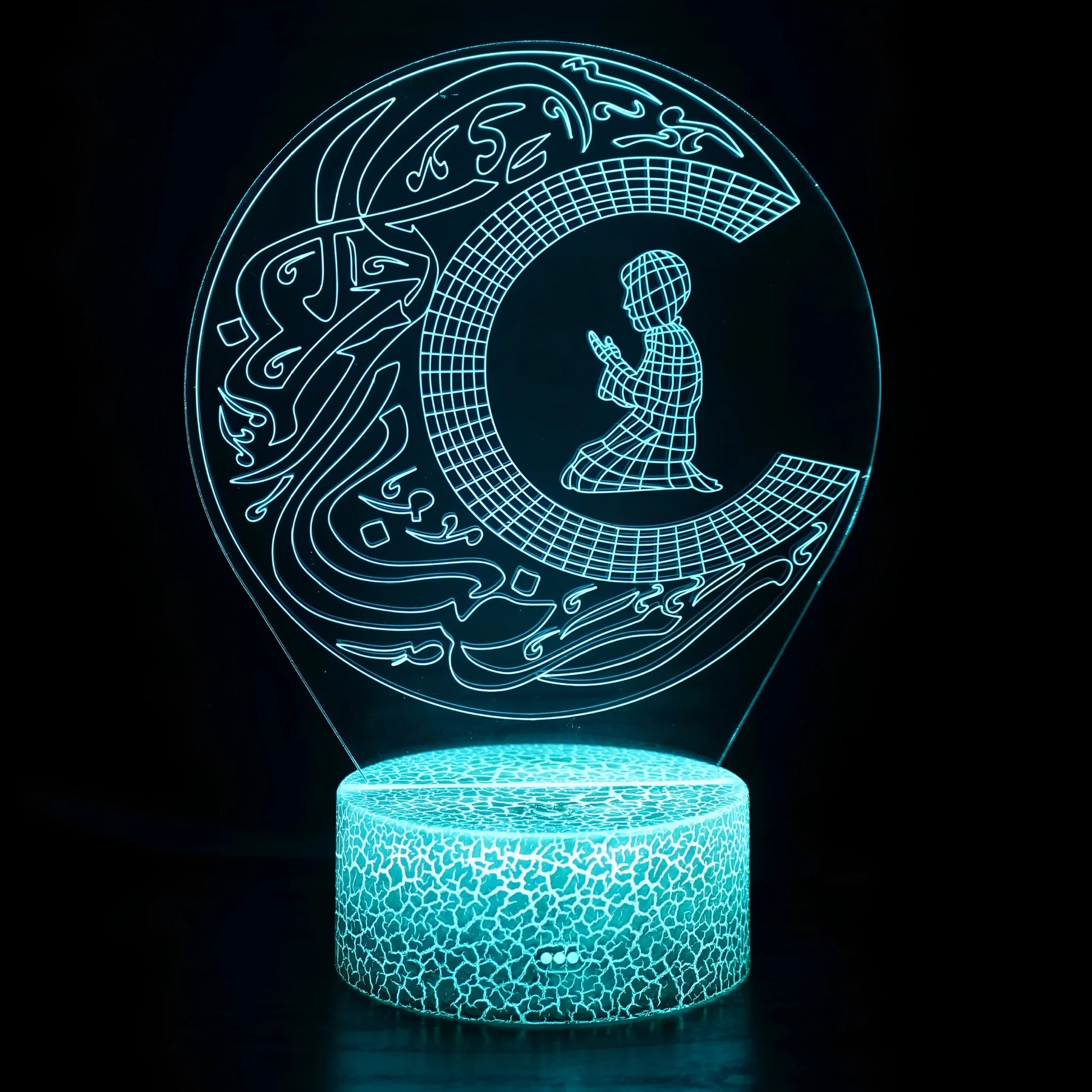 3D LED night lamp with touch control black base and colourful cartoon design