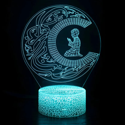 3D LED night lamp with touch control black base and colourful cartoon design