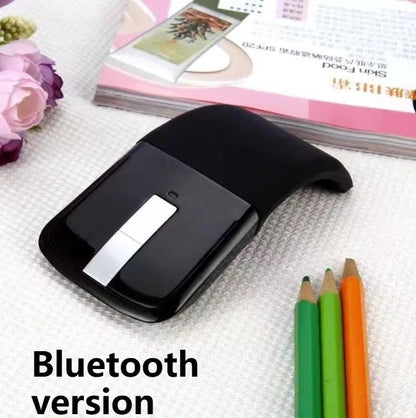 Black folding touch wireless mouse shown in open position with Bluetooth 4.0 logo