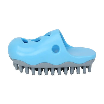 TPR pet bath massage cleaning brush for dogs in blue and yellow colour options