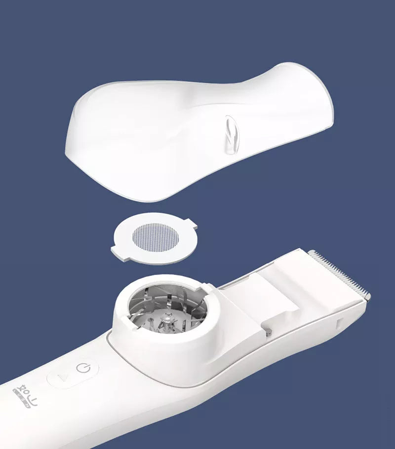 Automatic vacuum hair trimmer for babies with USB charging, blue and white options