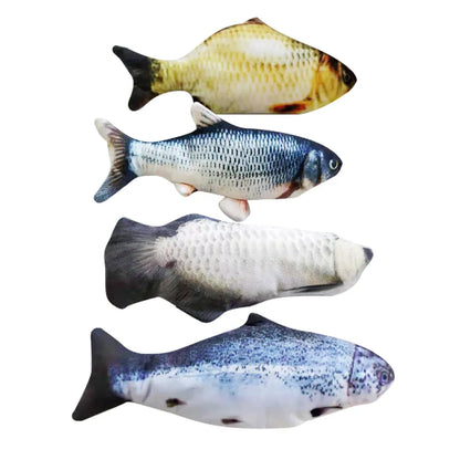 Electronic jumping fish cat toy 30cm length USB rechargeable multicolour PP material