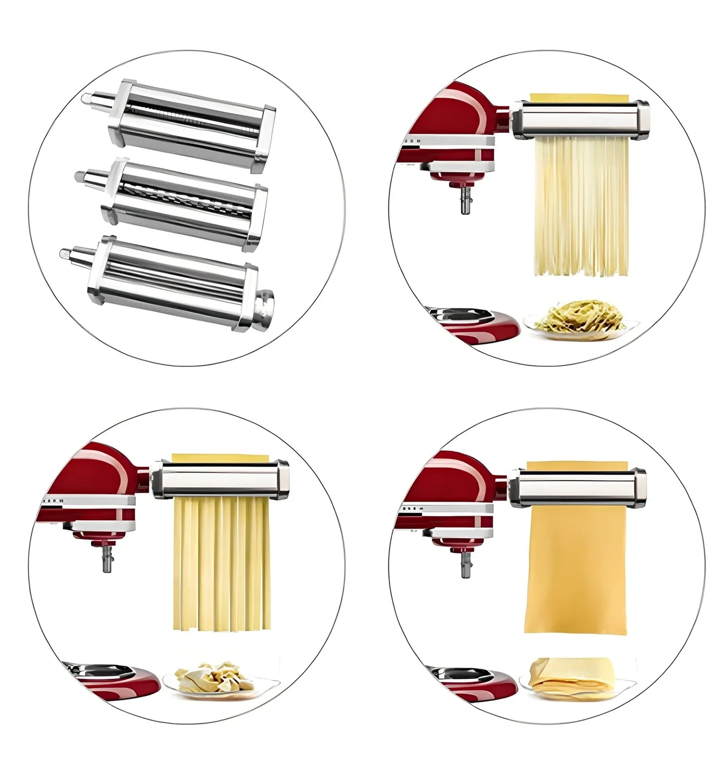 Stainless steel pasta machine with thickness dial for making spaghetti and noodles