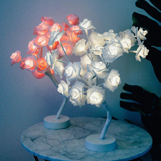 Elegant USB-powered LED rose lamp with warm lighting and versatile decoration options for bedroom and home decor