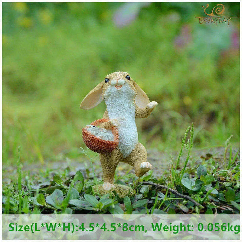 Handcrafted bunny resin ornament for home decor, pastoral style, animal modeling