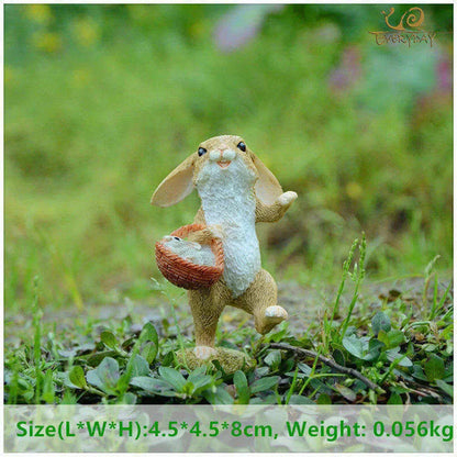 Handcrafted bunny resin ornament for home decor, pastoral style, animal modeling