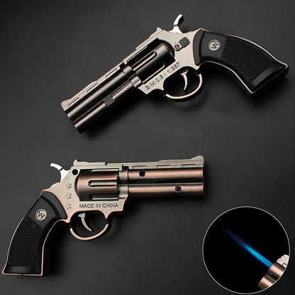 Windproof metal lighter with black finish measuring 8.5cm length with direct flame ignition