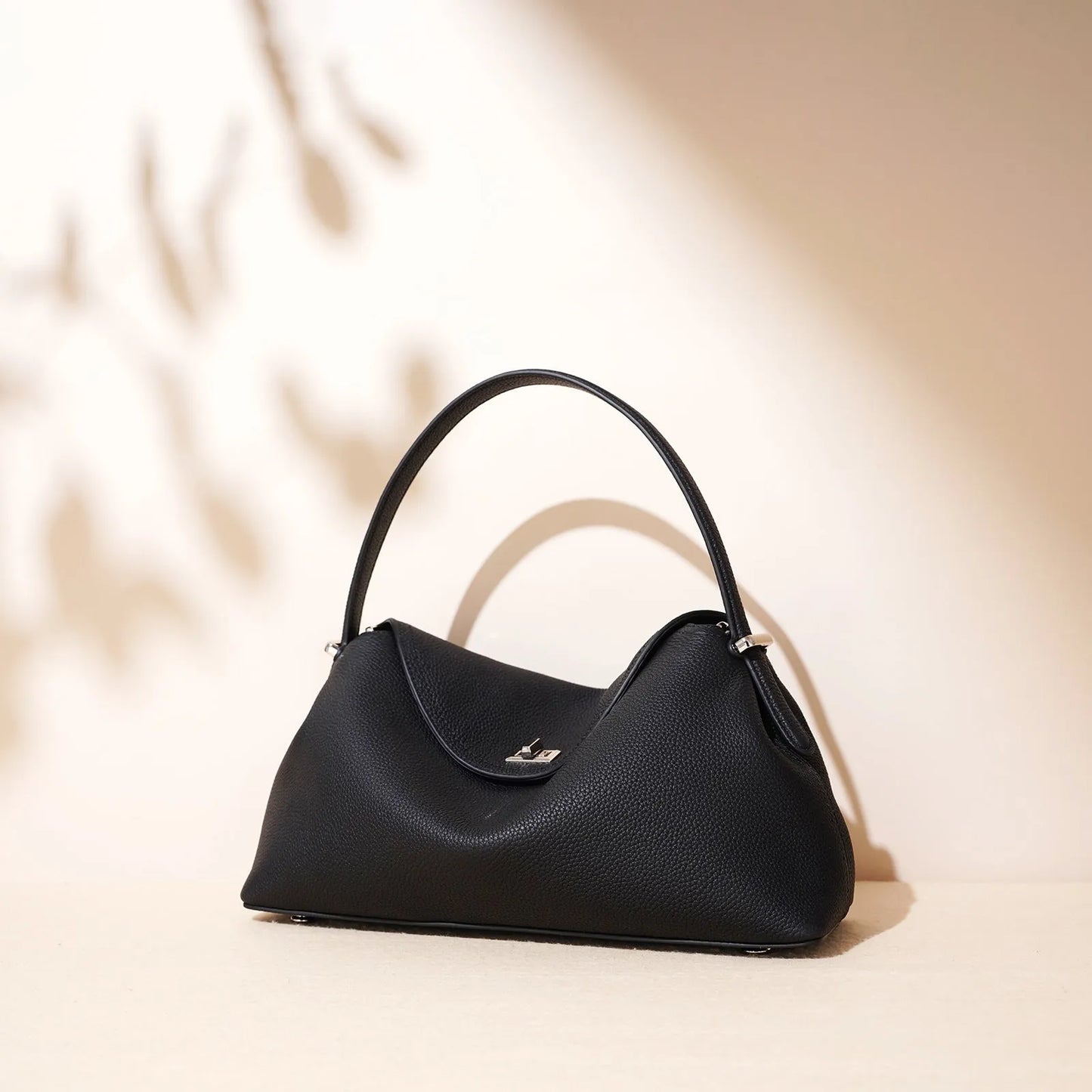 Cowhide leather shoulder messenger bag with pillow shape in multiple colour options