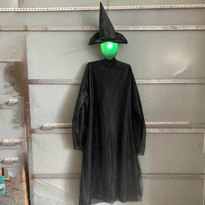Halloween hanging ghost prop with red eyes, voice and touch activation, and 1.7m height option