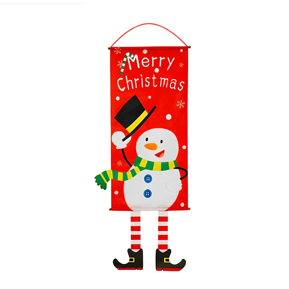115x40cm Christmas cloth poster showing Santa Claus design in red for window decoration