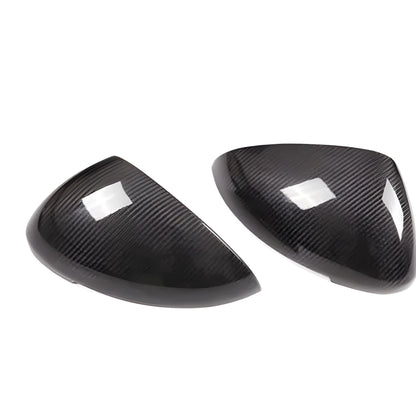 Black true carbon fibre rearview mirror covers for Porsche Macan 2014-2022 models