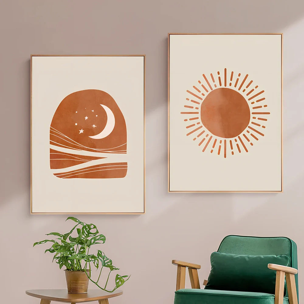 Pink abstract Nordic canvas painting in 30x40cm size with aluminium alloy frame, micro-jet printed for living room display