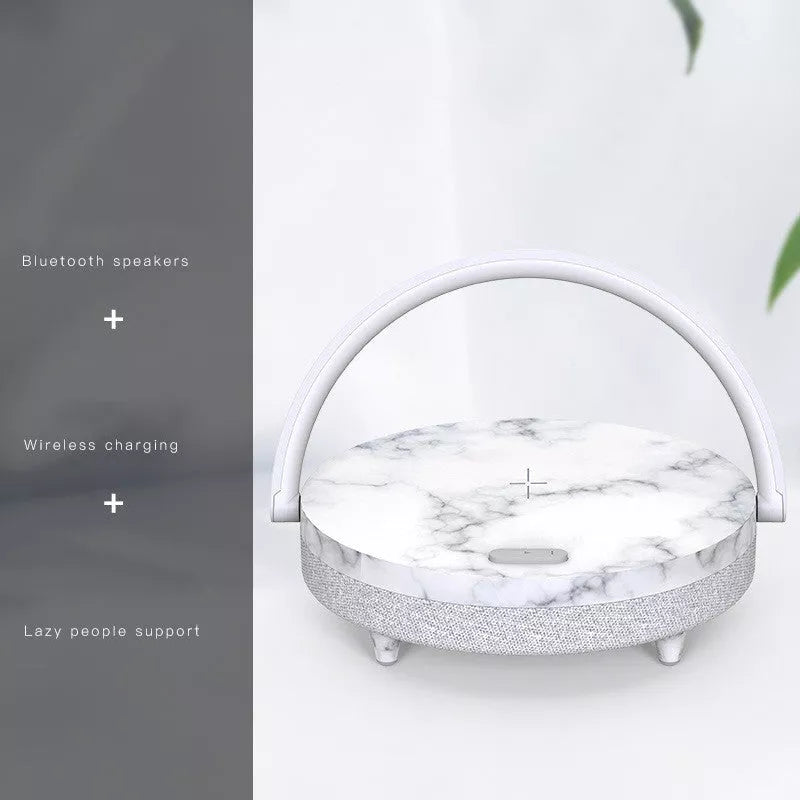 Wireless Charging LED Night Light with USB cable in marble and wood grain options