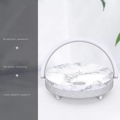 Wireless Charging LED Night Light with USB cable in marble and wood grain options