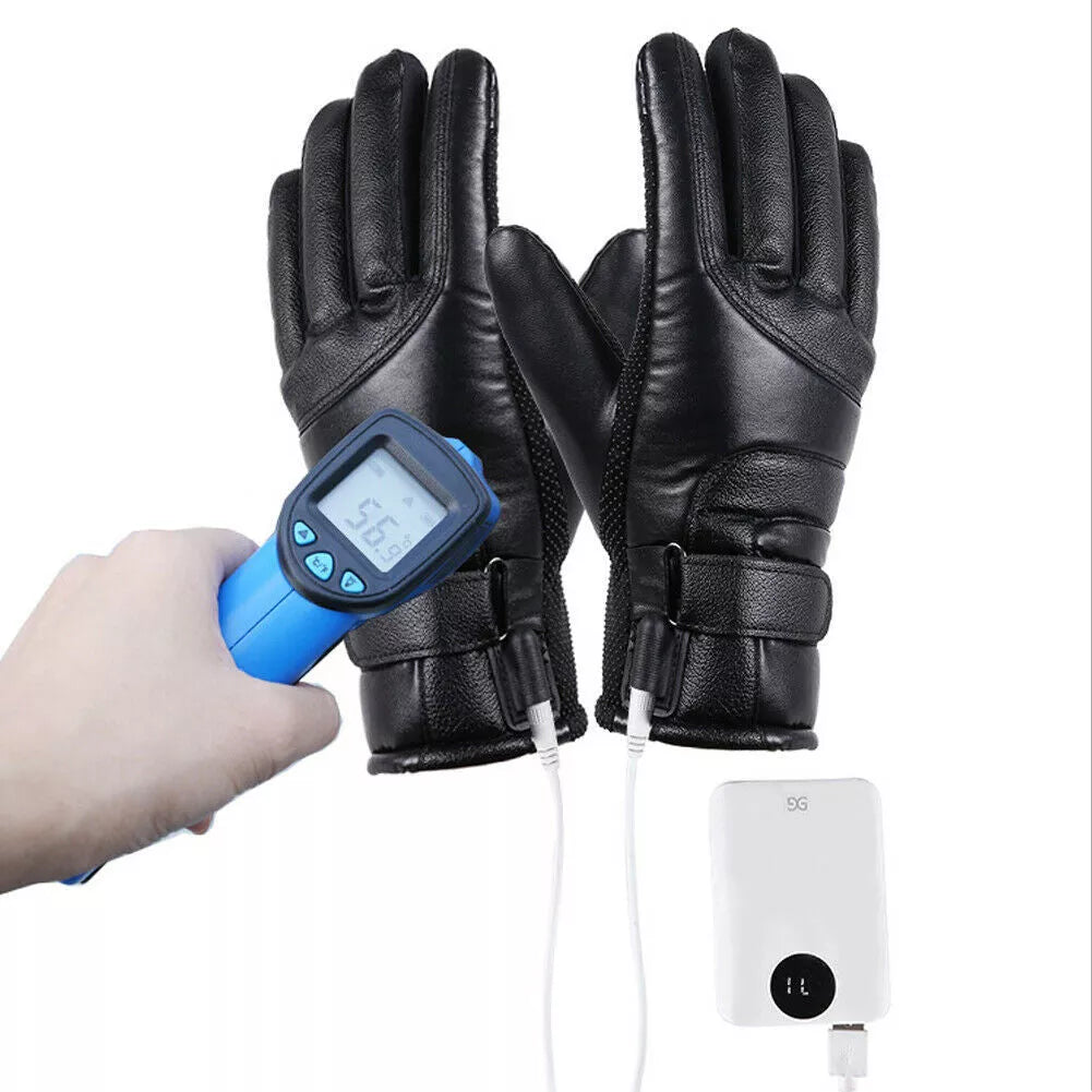 Winter electric heated gloves with windproof and touch screen features