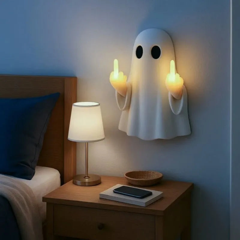 White plastic ghost statue night lamp for Halloween decorations with modern simple style