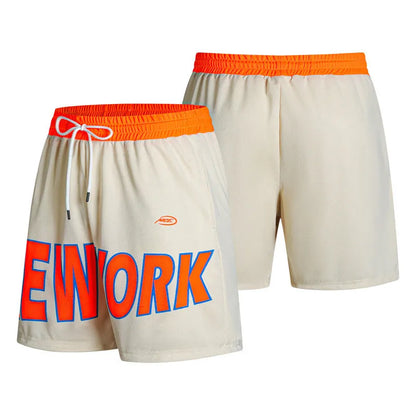 Men's black casual shorts with printed lettering, Korean style straight cut design
