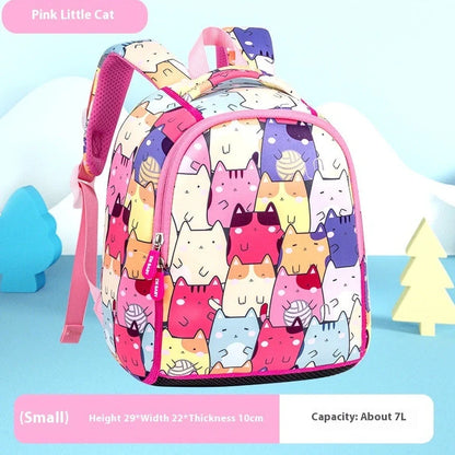 Children's schoolbag with air pillow belts showing forest animal pattern in royal blue colour