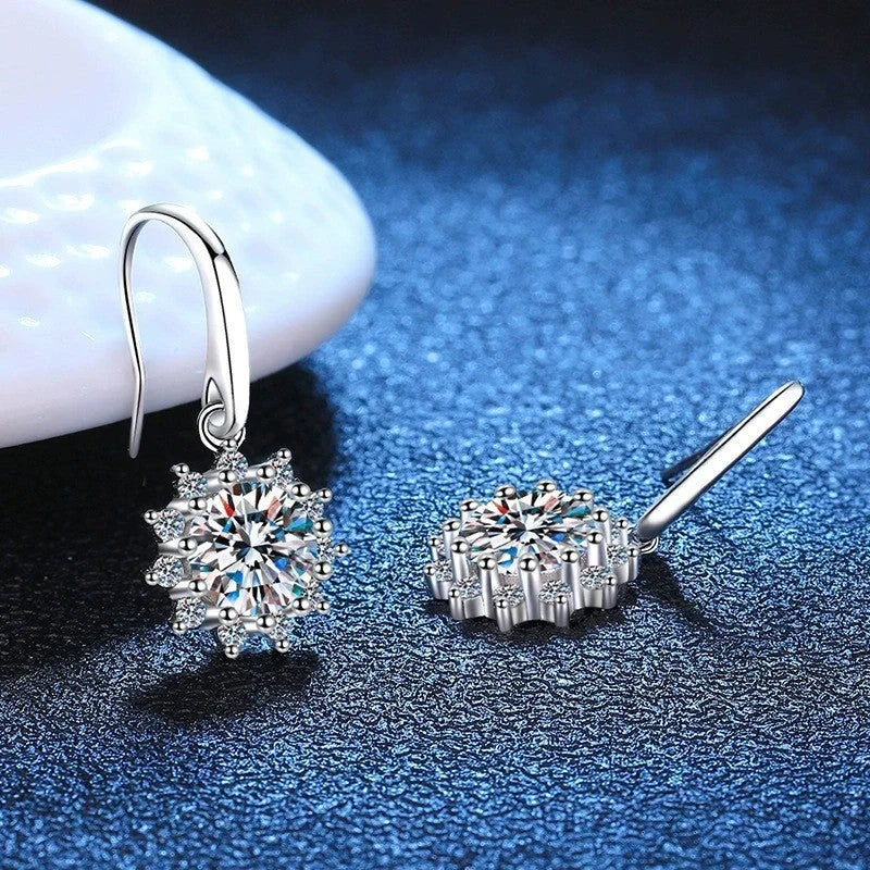 Elegant sunflower-inspired ear cuffs with a gleaming white gold finish, offering affordable luxury and sophisticated style.