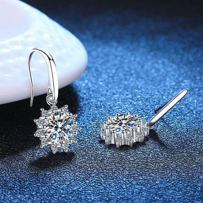 Elegant sunflower-inspired ear cuffs with a gleaming white gold finish, offering affordable luxury and sophisticated style.