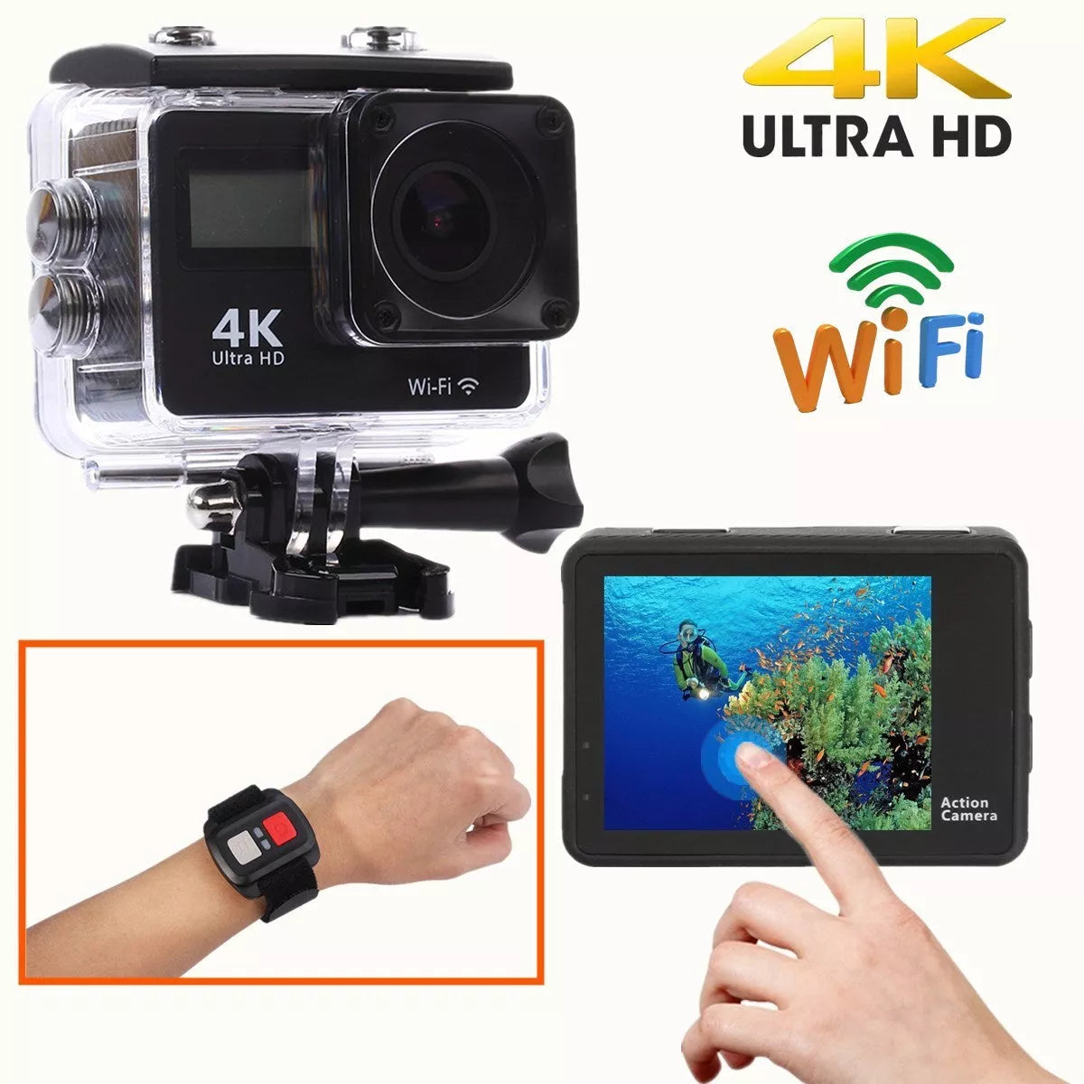 Diving camera with 8MP resolution and 30m waterproof depth for underwater photography