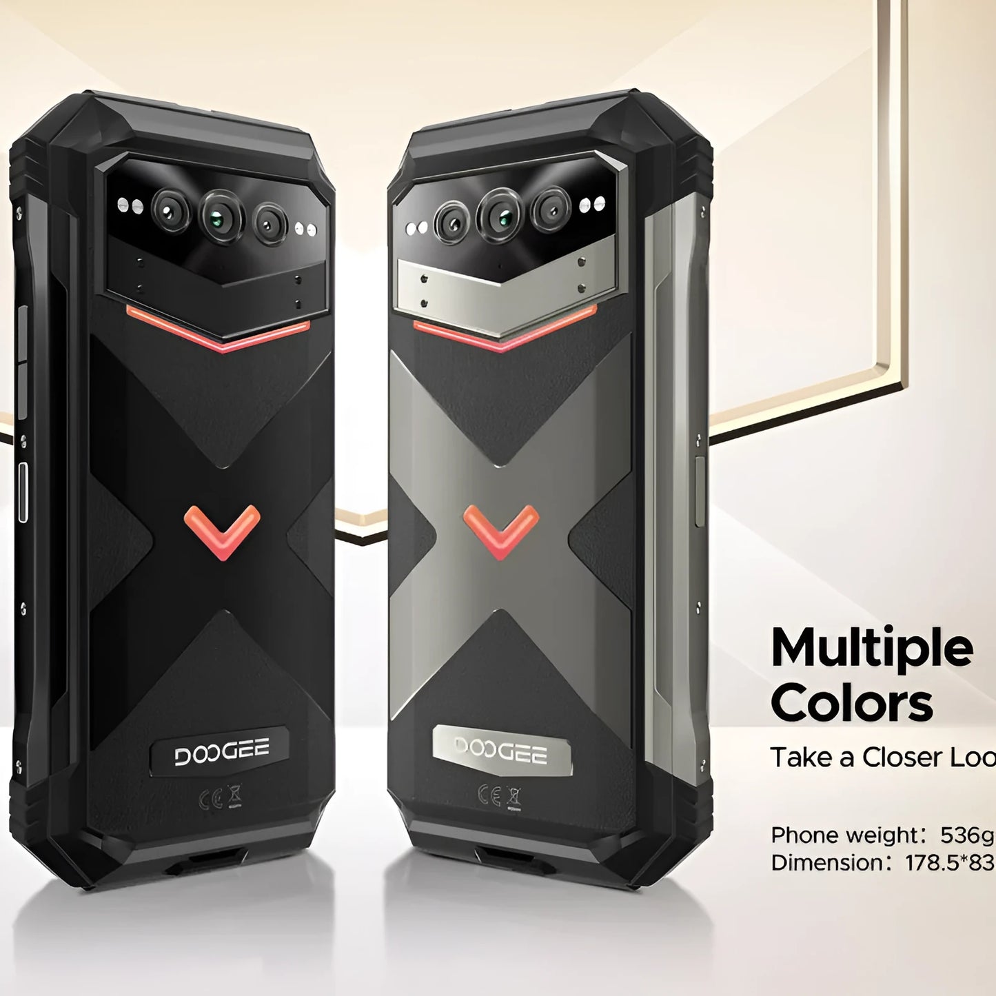 VMAX PRO mobile phone in black or grey colour, showing front view with charger and manual.