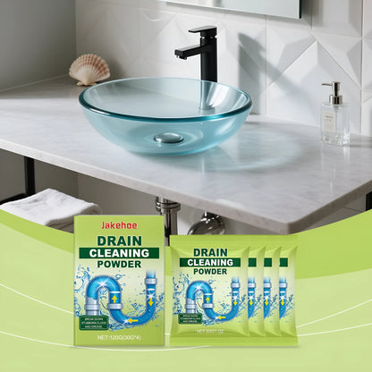 120g container of white drain cleaning powder for unblocking sinks and showers