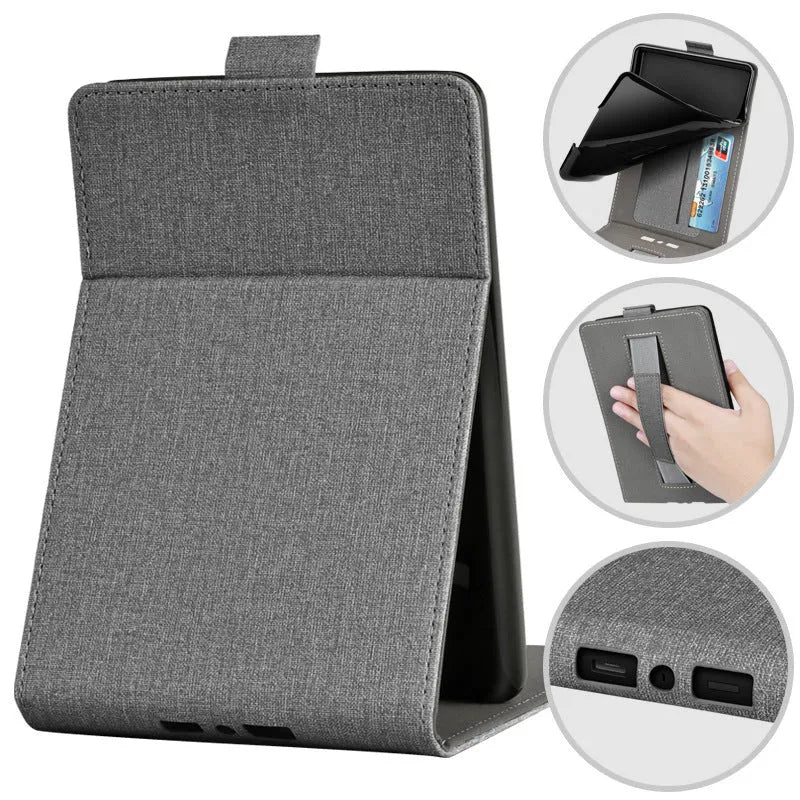 Handheld protective case for 6-inch e-reader in TPU with embossed bracket style, available in colours like black, grey, and designs such as Van Gogh starry sky.