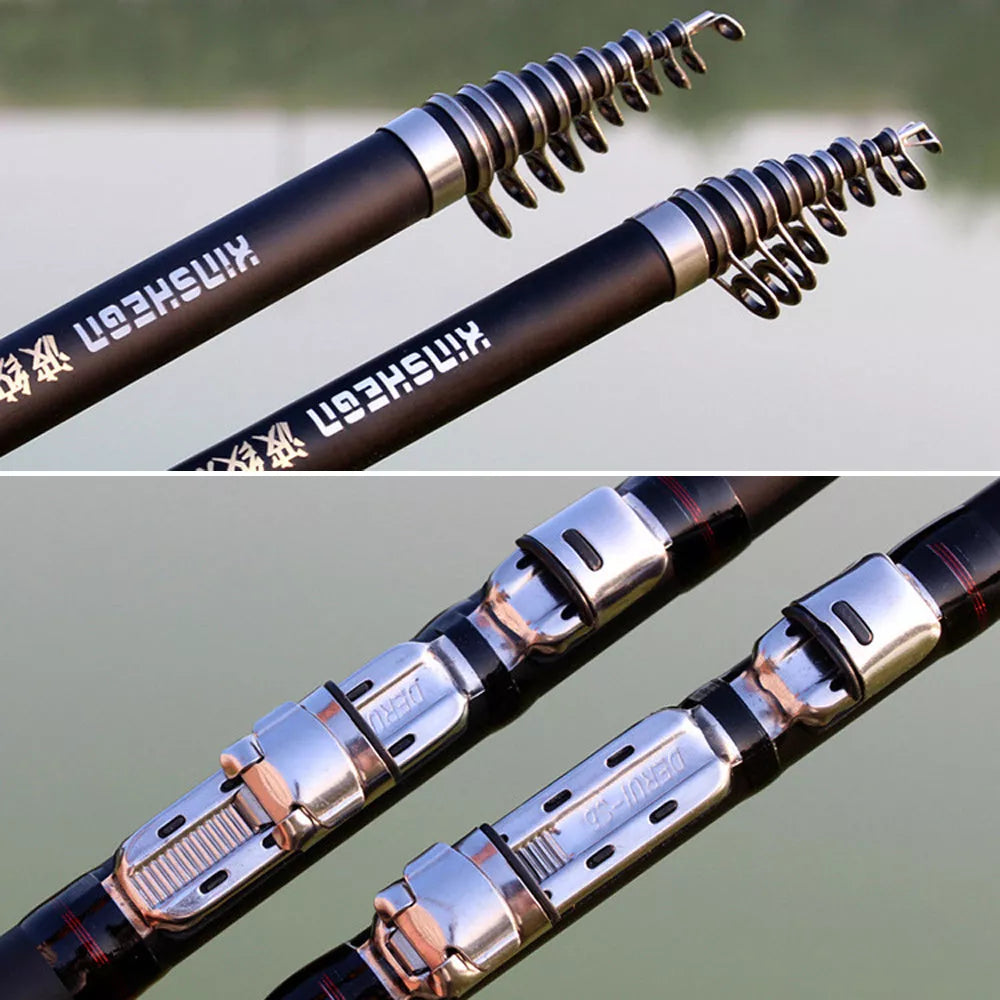Corrugated Longji Fishing Rod Set with light hard carbon construction and fishing reel