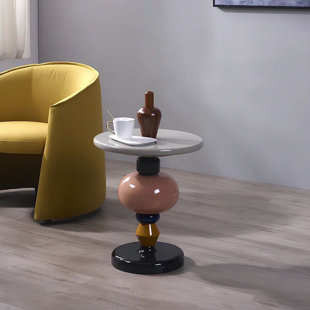 Nordic minimalist side table with 45cm diameter wood top and stainless steel base