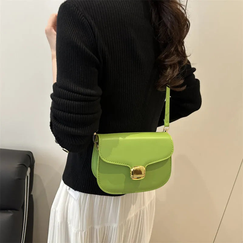 Simple PU leather women's handbag with phone pocket and change compartment in six colour options