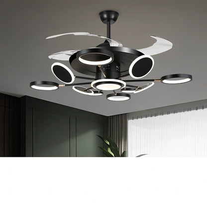 Nordic ceiling fan with 106cm blades and integrated LED light in black finish with remote control